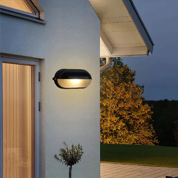 Industrial Metal Ribbed Glass Outdoor Wall Light | Lumavex