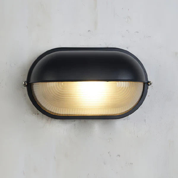 Industrial Metal Ribbed Glass Outdoor Wall Light | Lumavex