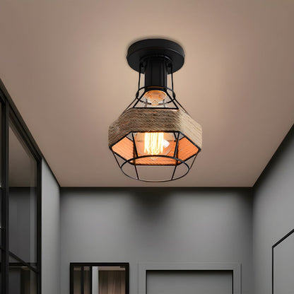 Industrial Metal Rope Globe Cage Ceiling Light | Caglite