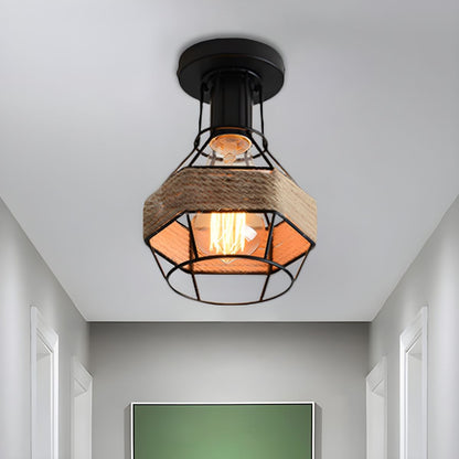 Industrial Metal Rope Globe Cage Ceiling Light | Caglite