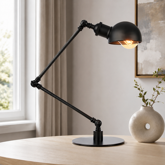 Industrial Retro Table Lamp with Adjustable Arm | Nexvian