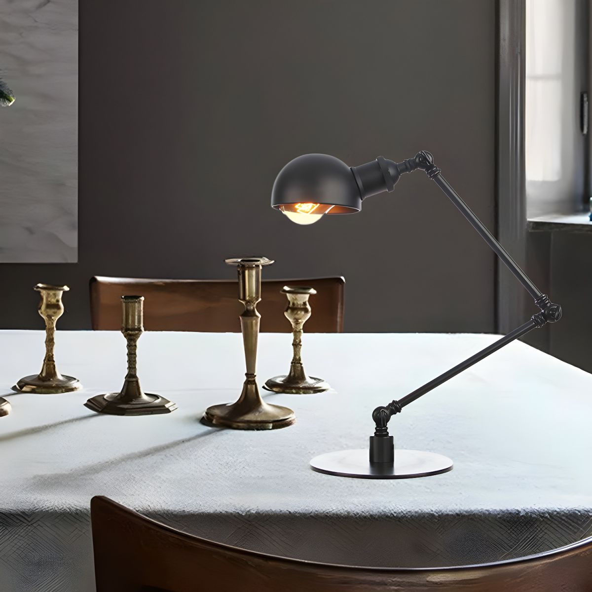 Industrial Retro Table Lamp with Adjustable Arm | Nexvian