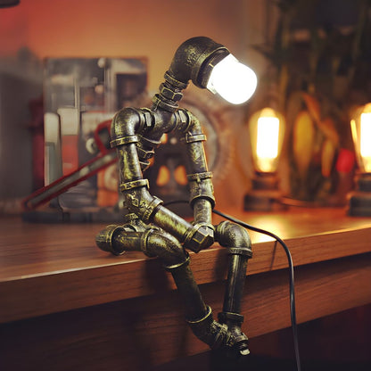 Industrial Robot Table Lamp in Antique Bronze Metal | Vexlora