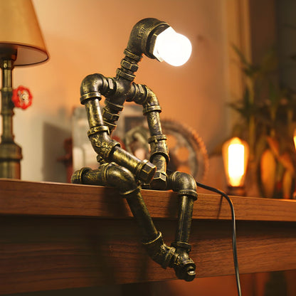 Industrial Robot Table Lamp in Antique Bronze Metal | Vexlora