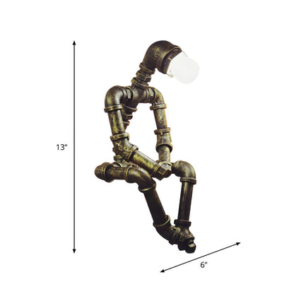 Industrial Robot Table Lamp in Antique Bronze Metal | Vexlora