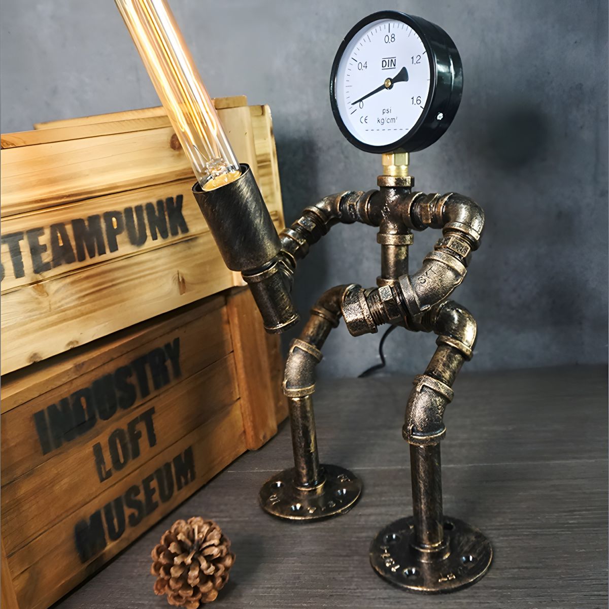 Industrial Steampunk Metal Table Lamp Bronze Finish | Zelviro
