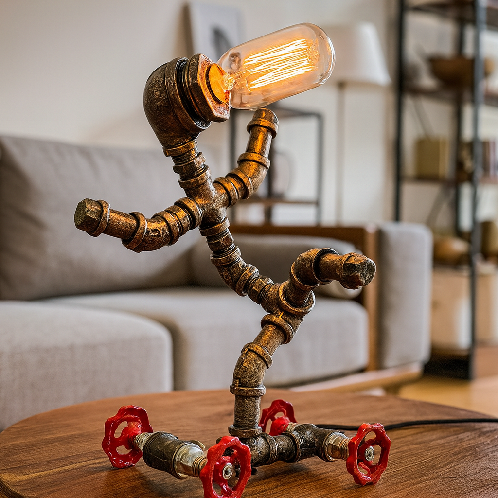 Industrial Steampunk Metal Table Lamp Design | Trovani