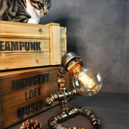 Industrial Steampunk Table Lamp with Metal Frame | Virelto
