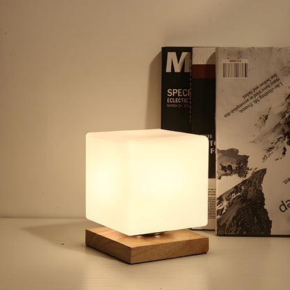 Industrial Table Lamp with Glass Square Shade | Tervano