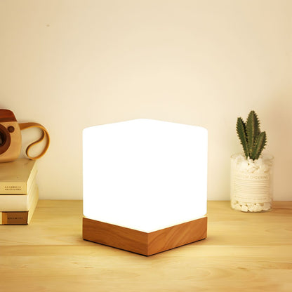 Industrial Table Lamp with Glass Square Shade | Tervano