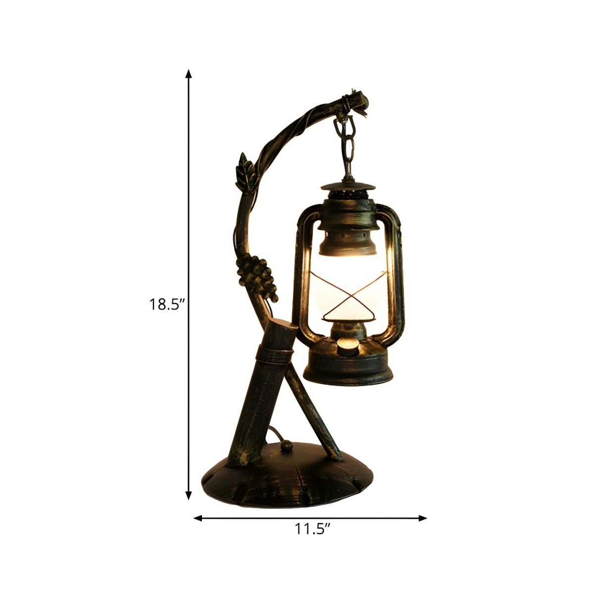 Industrial Table Lamp with Opal Glass Lantern Shade | Zaqviro