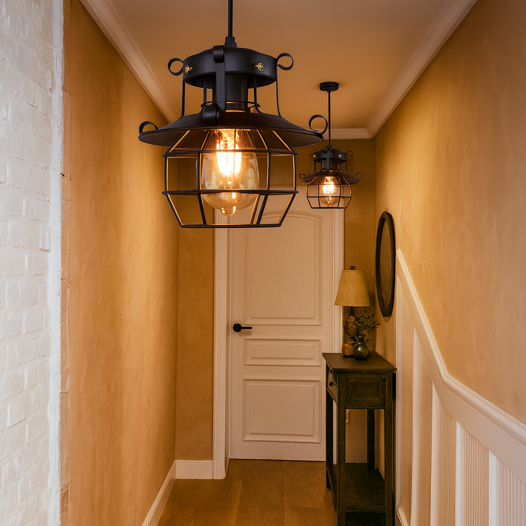 Industrial Vintage Iron Ceiling Light Adjustable Height | Lanviro