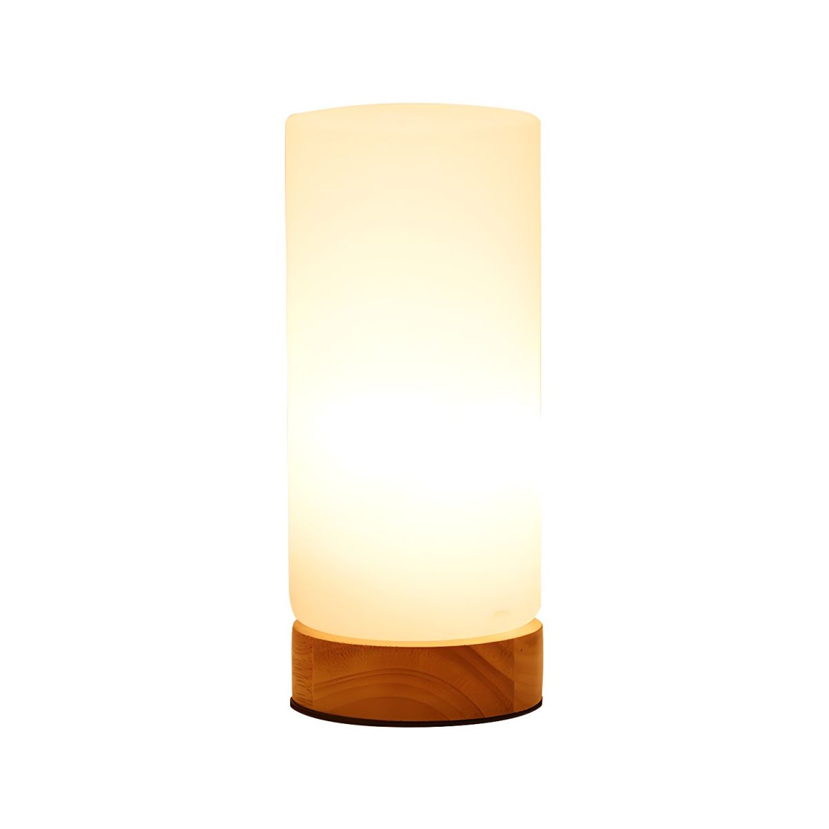 Industrial Wood Table Lamp with Glass Cylinder Shade | Corveta