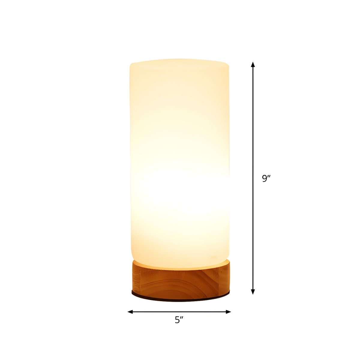 Industrial Wood Table Lamp with Glass Cylinder Shade | Corveta