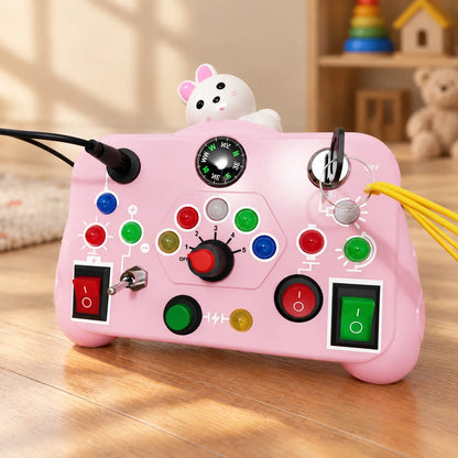 Interactive LED Light Busy Board with Switches for Kids