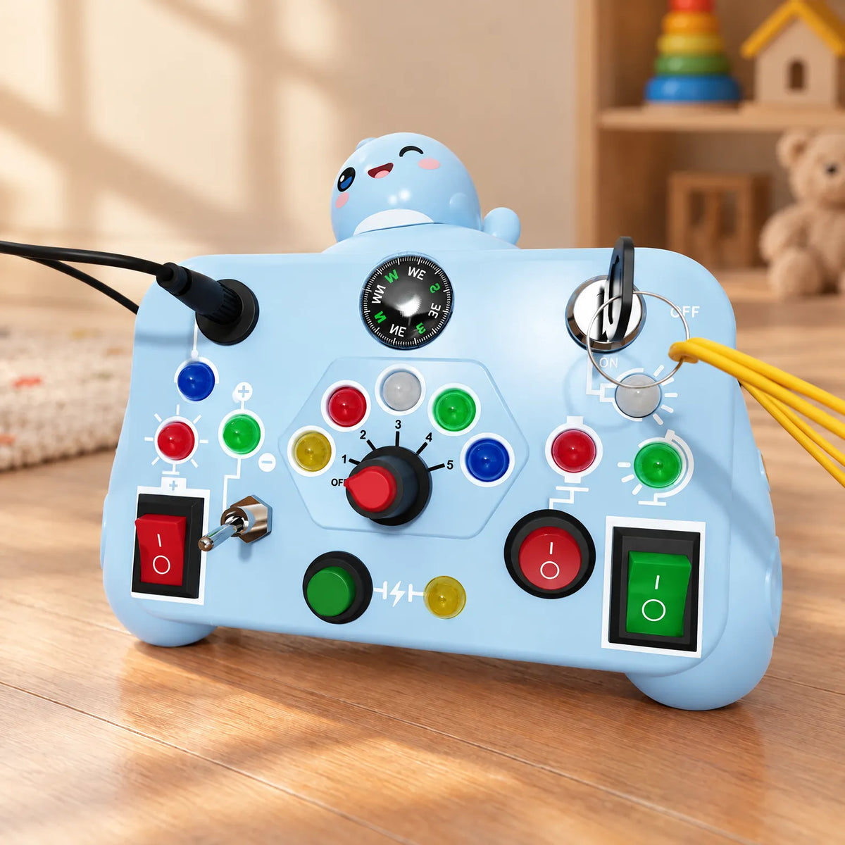 Interactive LED Light Busy Board with Switches for Kids