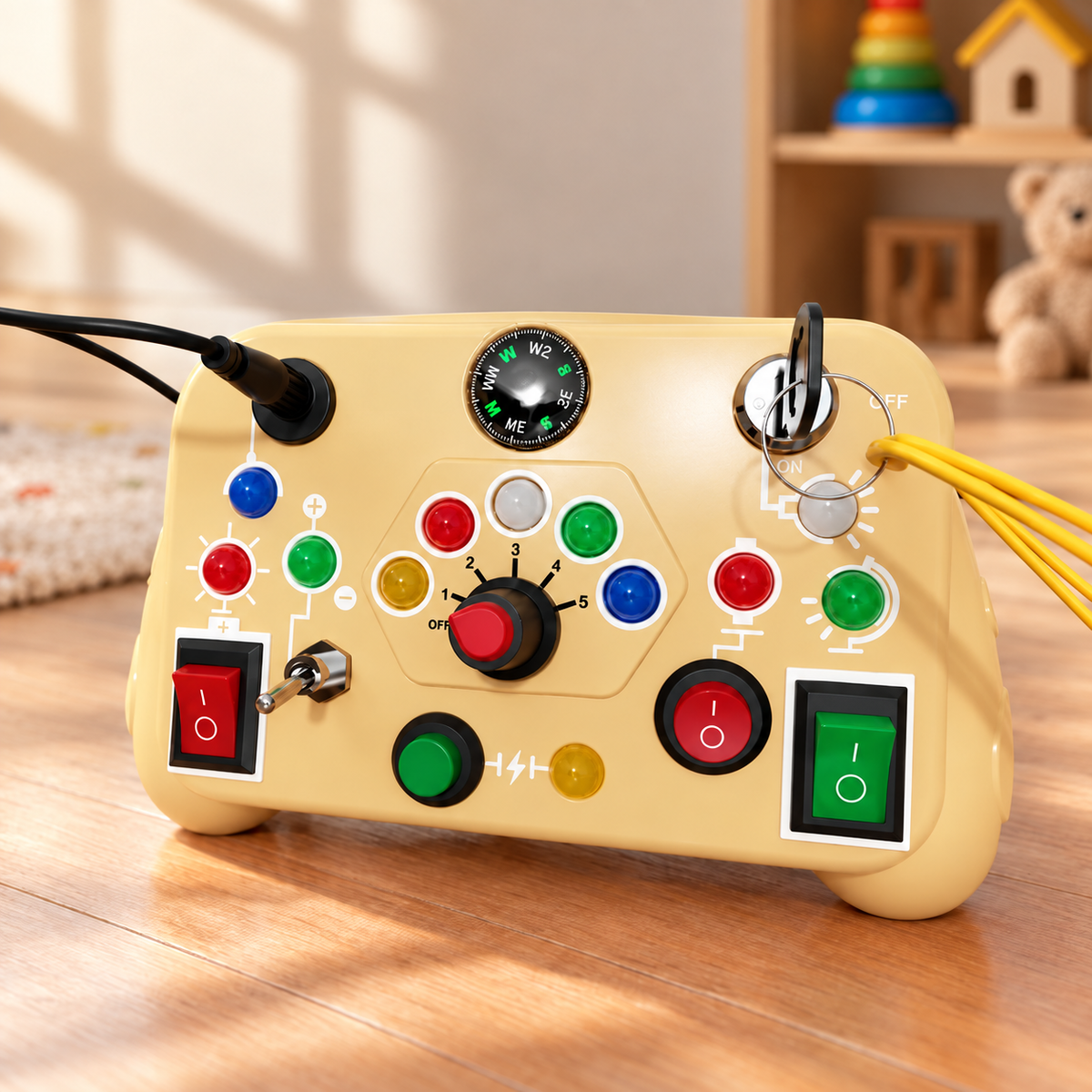 Interactive LED Light Busy Board with Switches for Kids