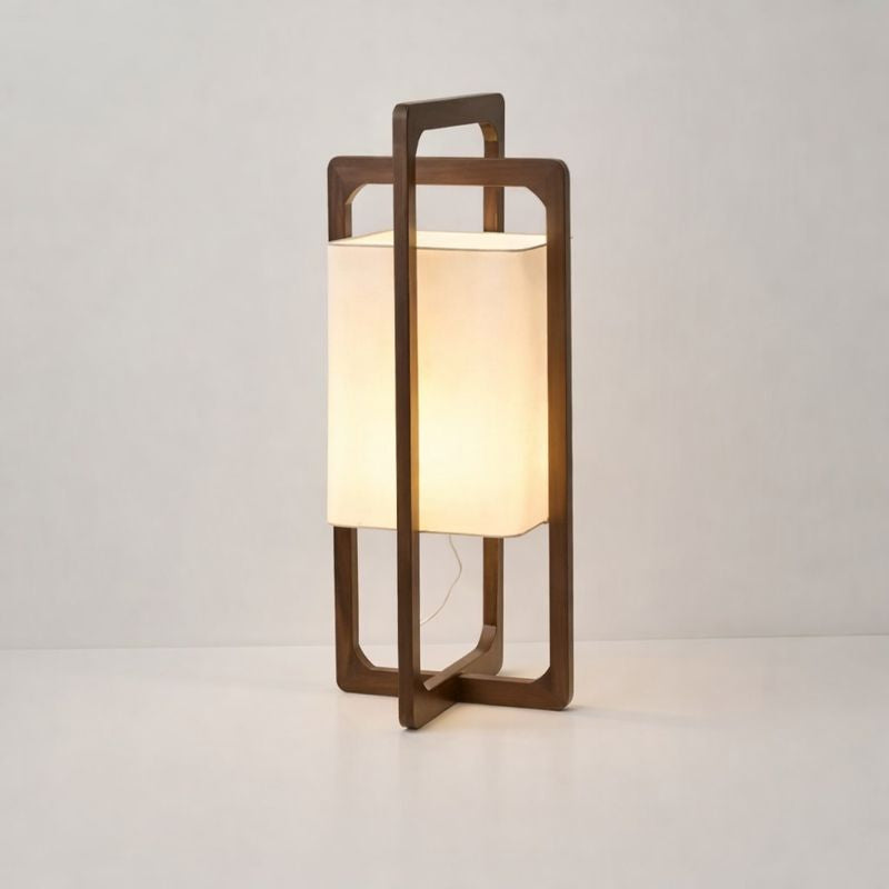 Japan Style Bamboo Wood Floor Lamp with Fabric Shade | Bambora