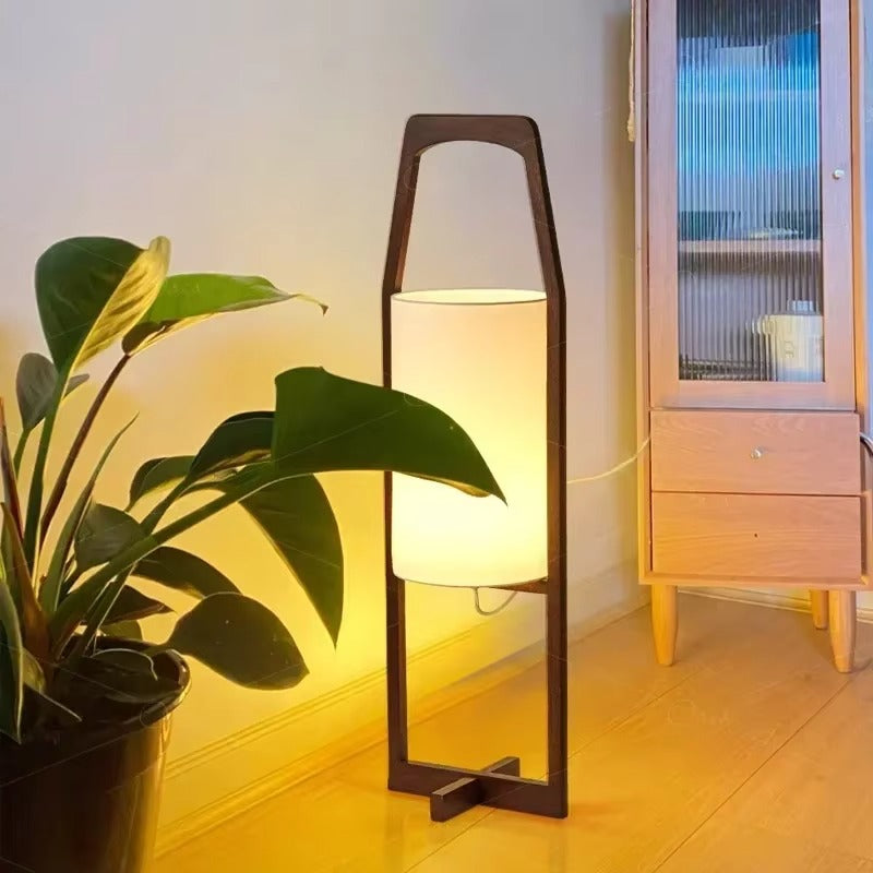 Japan Style Bamboo Wood Floor Lamp with Fabric Shade | Bambora
