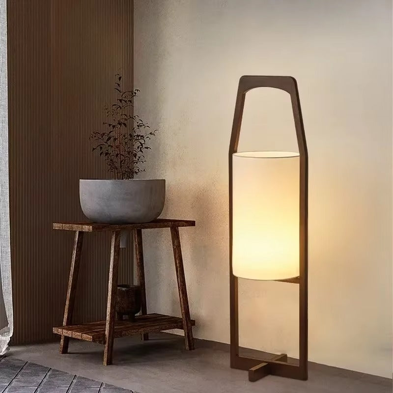 Japan Style Bamboo Wood Floor Lamp with Fabric Shade | Bambora