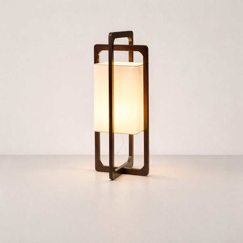 Japan Style Bamboo Wood Floor Lamp with Fabric Shade | Bambora