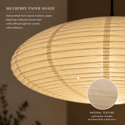 Japandi Mulberry Paper Pendant Light Natural Texture Auvorin