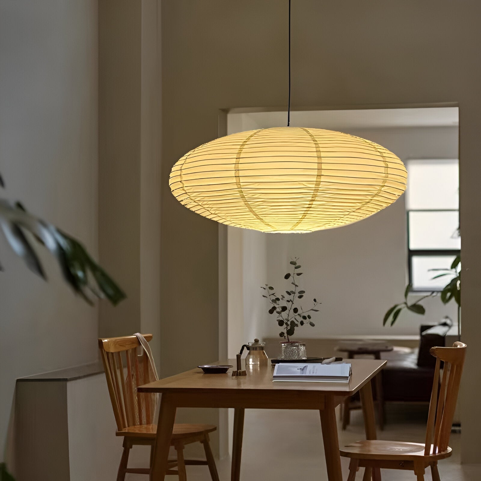 Japandi Mulberry Paper Pendant Light Natural Texture | Auvorin