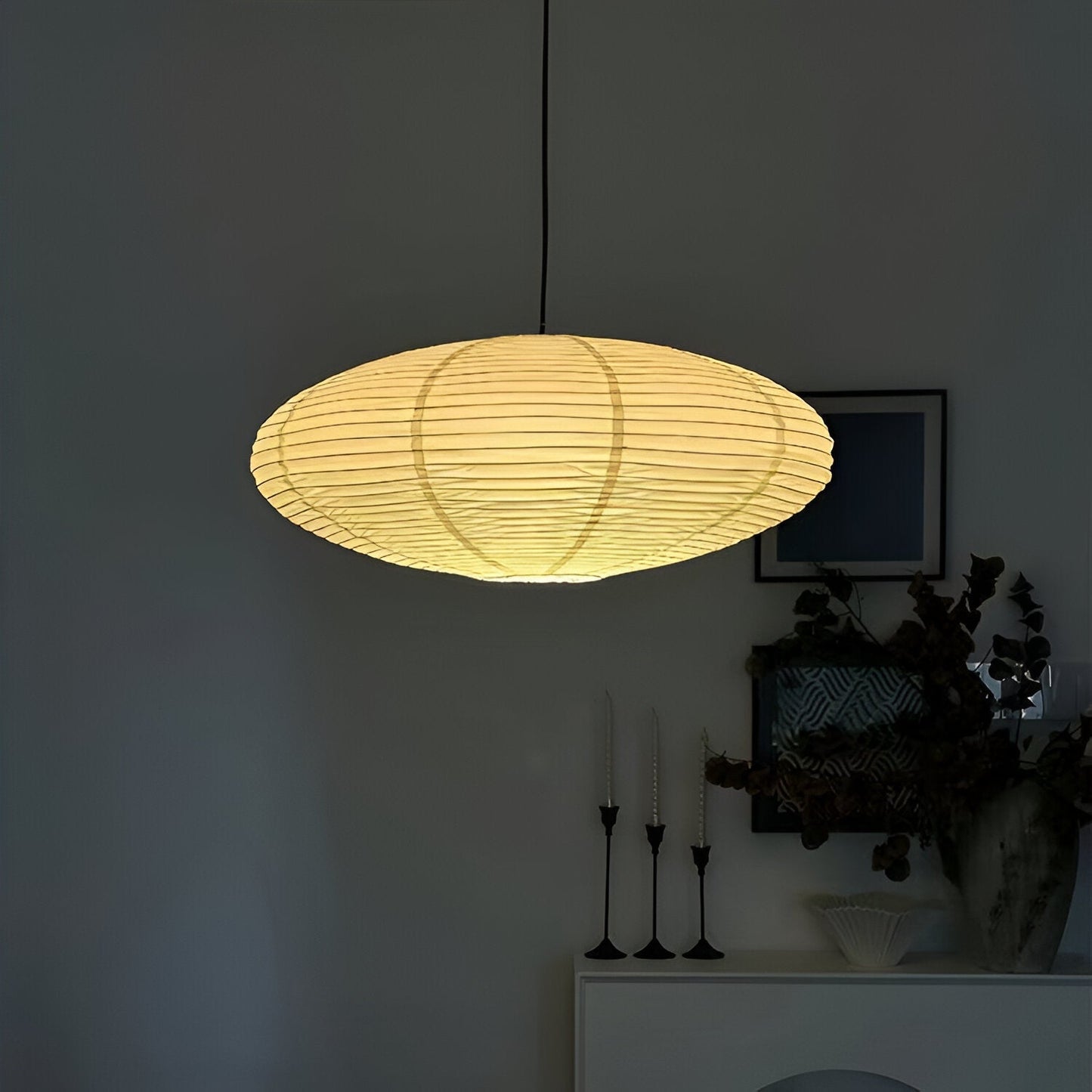 Japandi Mulberry Paper Pendant Light Natural Texture | Auvorin