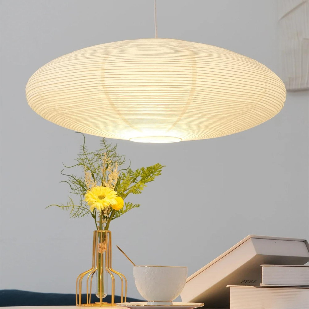 Japandi Mulberry Paper Pendant Light Natural Texture | Auvorin