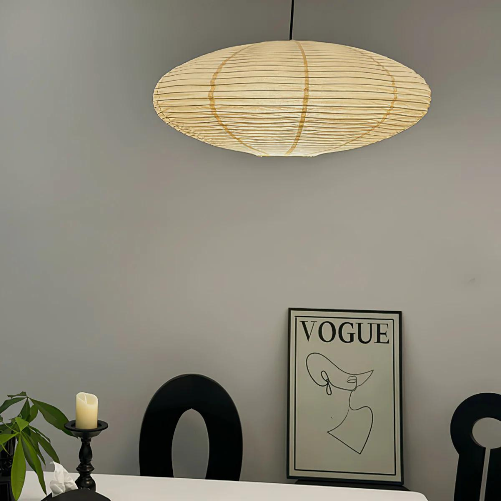 Japandi Mulberry Paper Pendant Light Natural Texture | Auvorin