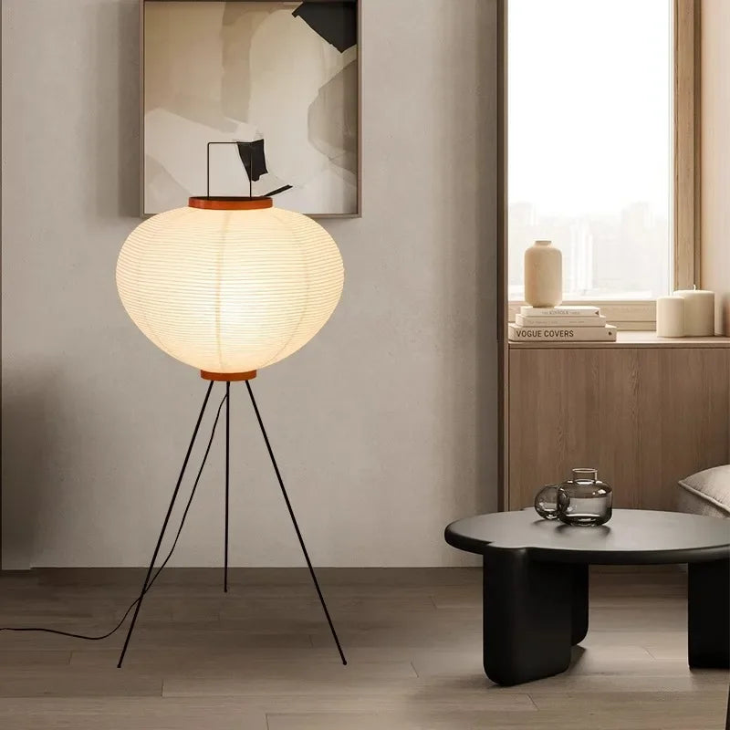 Japanese Rice Paper Floor Lamp with Metal Frame | Luminwa