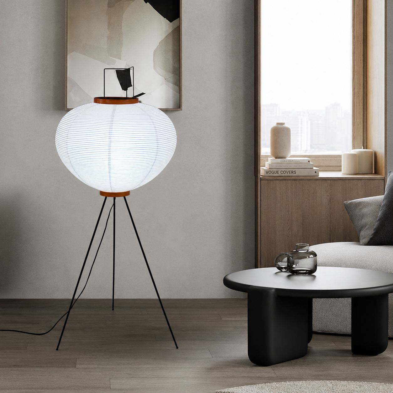 Japanese Rice Paper Floor Lamp with Metal Frame | Luminwa