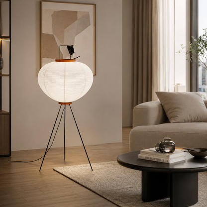 Japanese Rice Paper Floor Lamp with Metal Frame | Luminwa