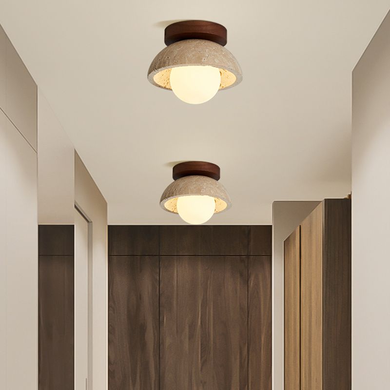 Japanese Semi Flush White Glass Ceiling Light | Akariko