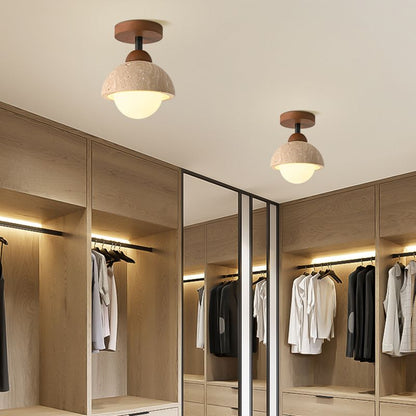 Japanese Semi Flush White Glass Ceiling Light | Akariko