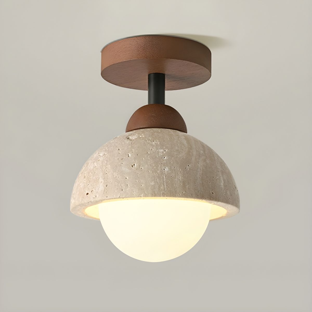 Japanese Semi Flush White Glass Ceiling Light | Akariko