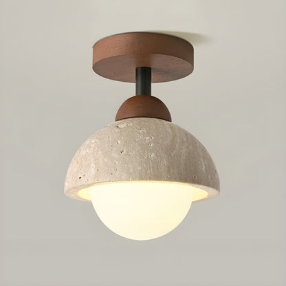 Japanese Semi Flush White Glass Ceiling Light | Akariko
