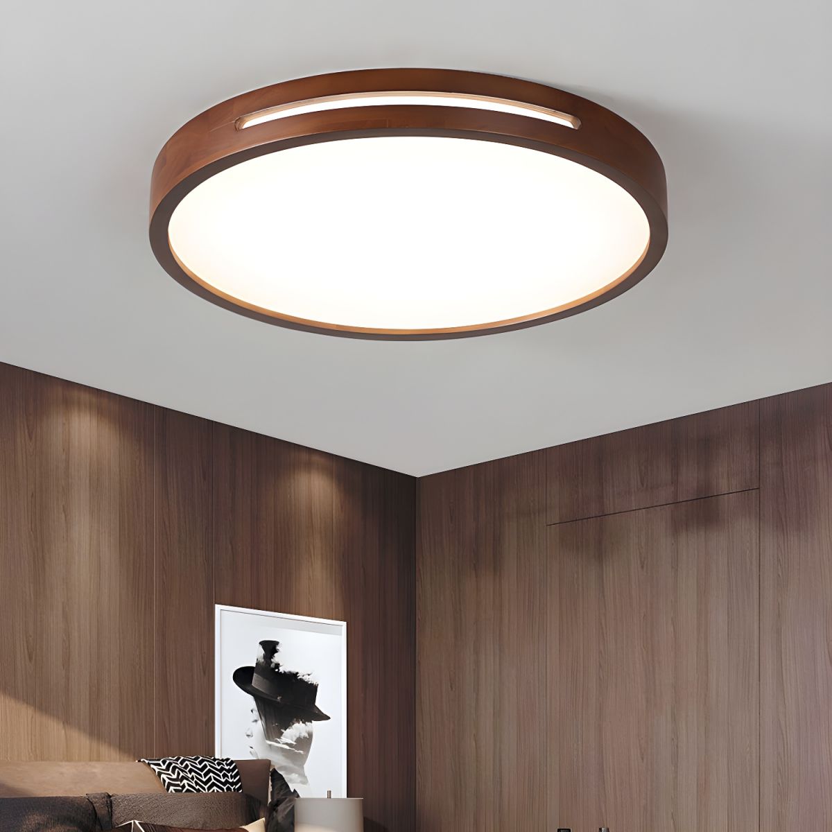Japanese Wood LED Flush Mount Ceiling Light | Tanirao