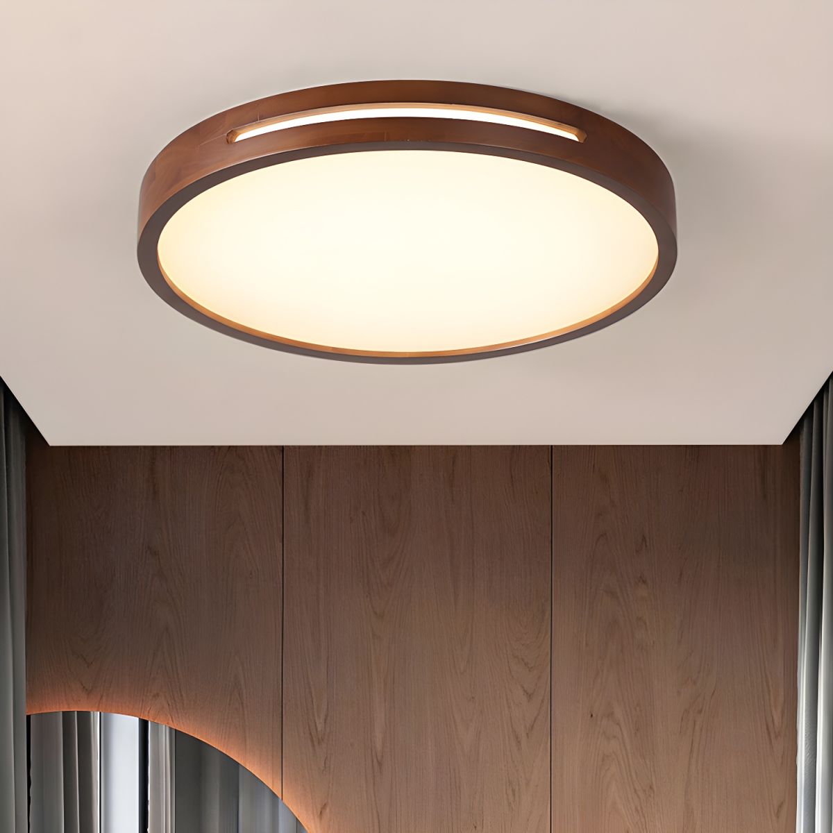 Japanese Wood LED Flush Mount Ceiling Light | Tanirao