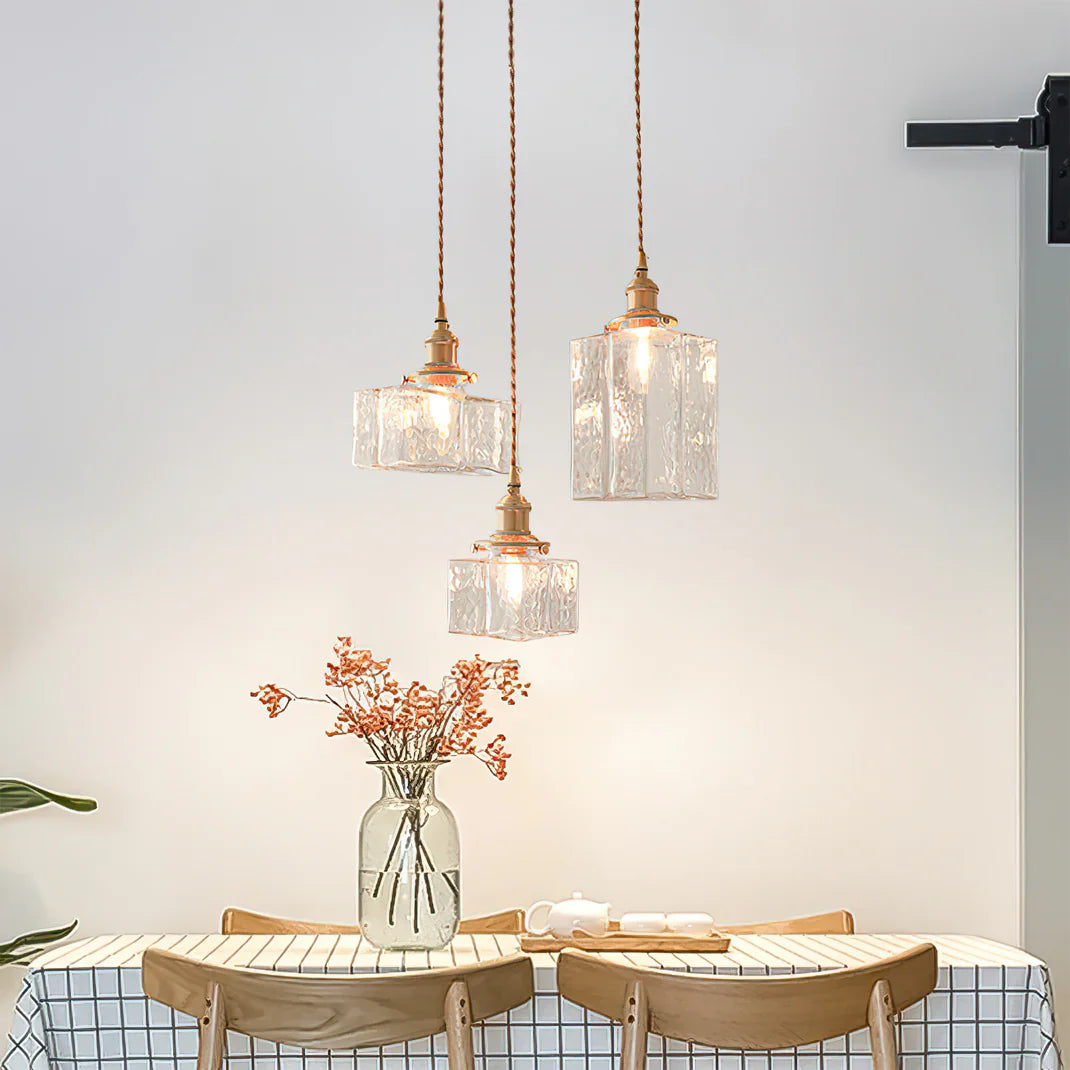 Jewel Glass Pendant Light with Brass Chain Suspension | Zyphora