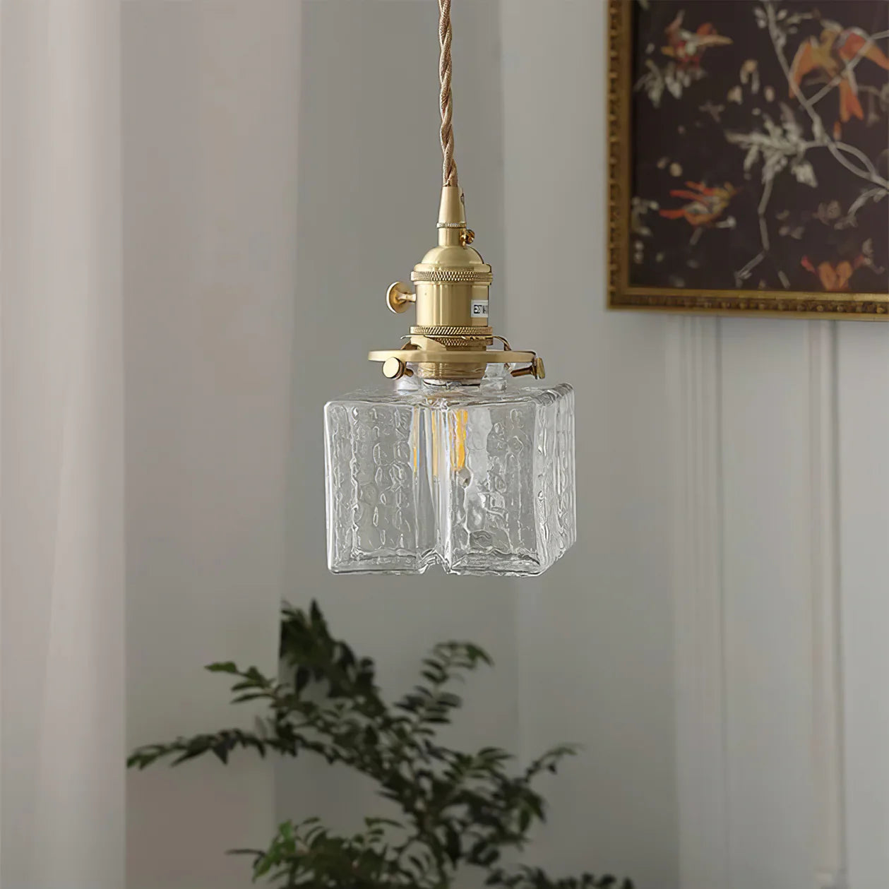 Jewel Glass Pendant Light with Brass Chain Suspension | Zyphora
