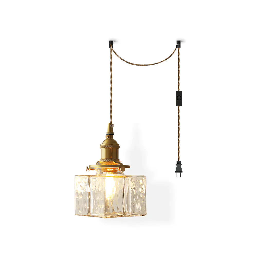 Jewel Glass Pendant Light with Brass Chain Suspension | Zyphora