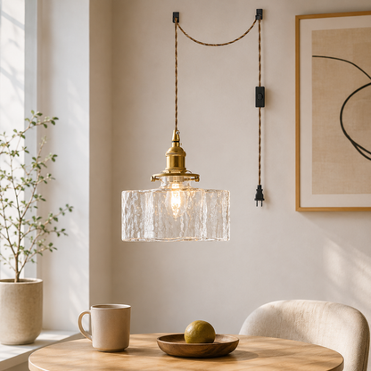 Jewel Glass Pendant Light with Brass Chain Suspension | Zyphora