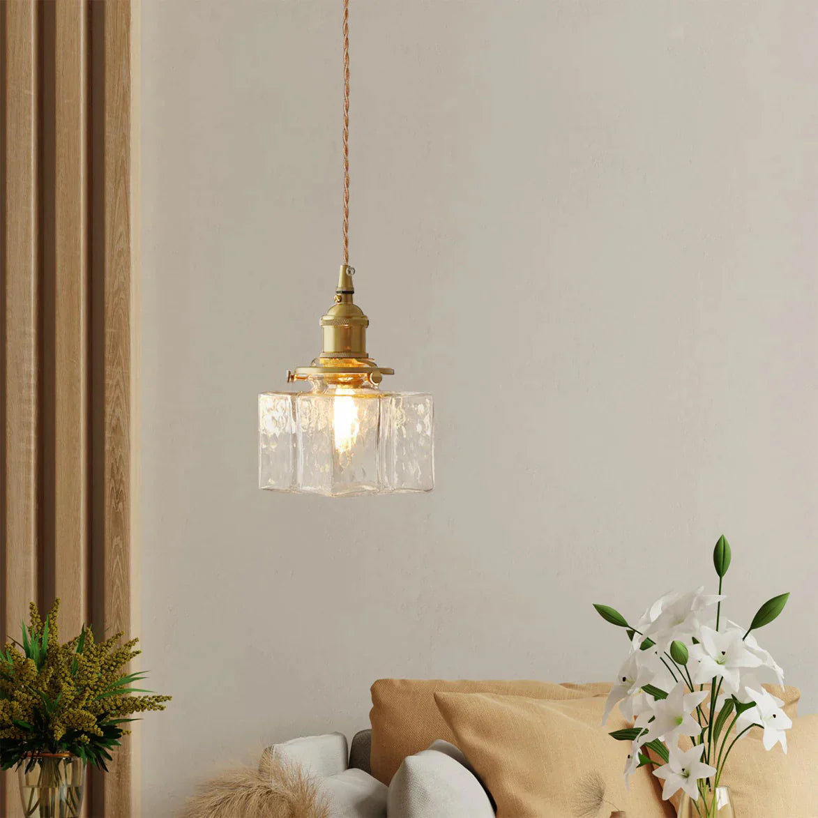 Jewel Glass Pendant Light with Brass Chain Suspension | Zyphora