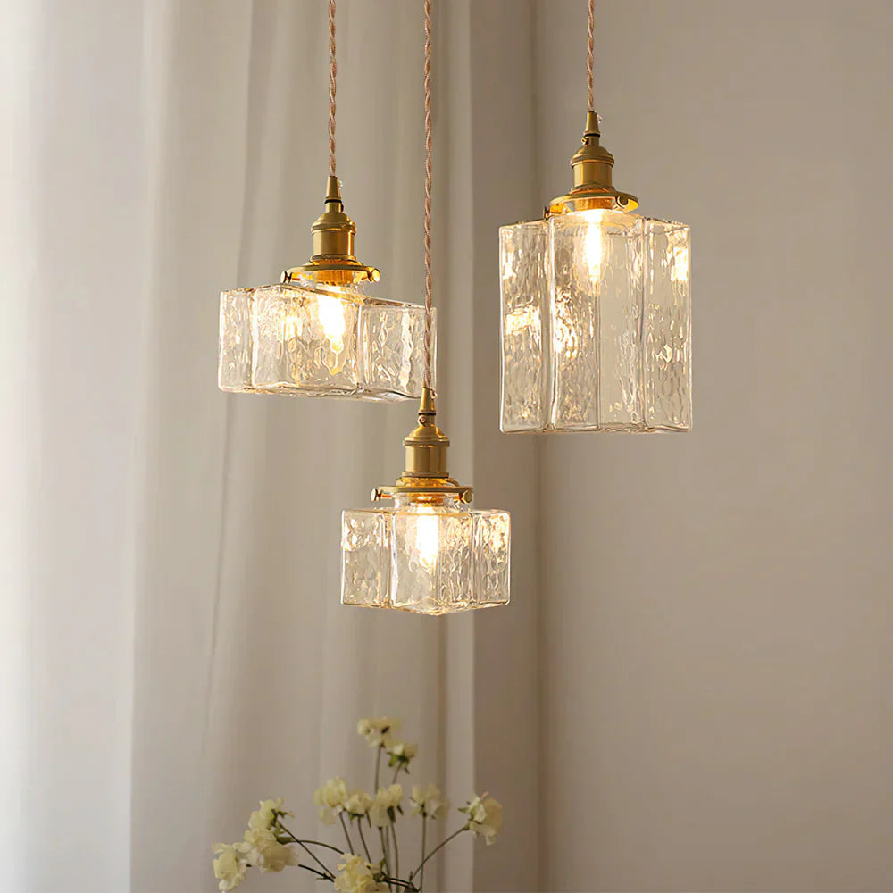Jewel Glass Pendant Light with Brass Chain Suspension | Zyphora