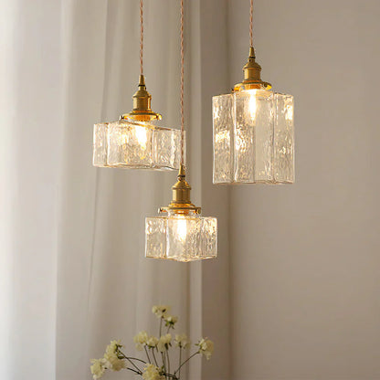 Jewel Glass Pendant Light with Brass Chain Suspension | Zyphora