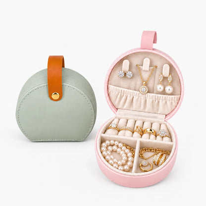 Jewelry Box for Travel with Carry Handle Ring Roll and Dividers