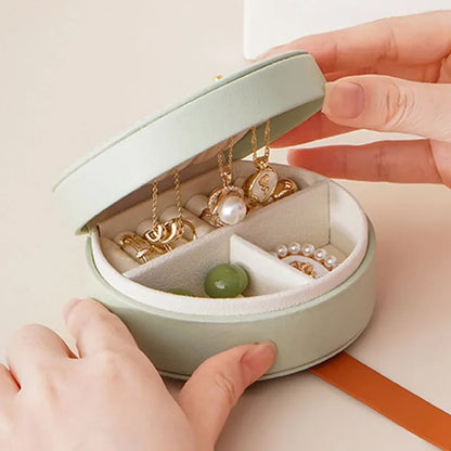 Jewelry Box for Travel with Carry Handle Ring Roll and Dividers
