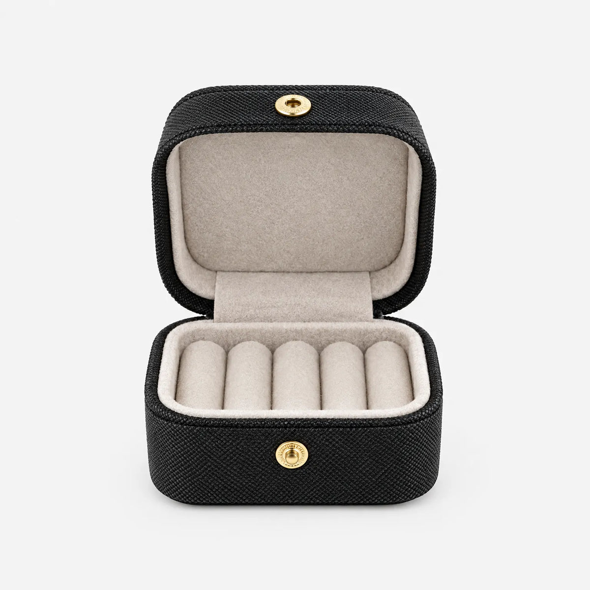 Jewelry Box for Travel with Ring Slots Stud Storage and Snap Closure