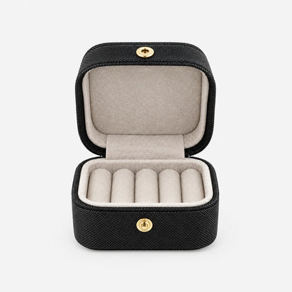 Jewelry Box for Travel with Ring Slots Stud Storage and Snap Closure